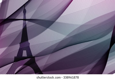 The Eiffel Tower on dark background with line, vector illustration