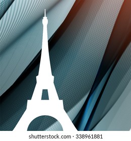 The Eiffel Tower on dark background with line, vector illustration