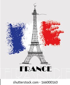 Eiffel Tower On Flag France Background Stock Vector (Royalty Free ...