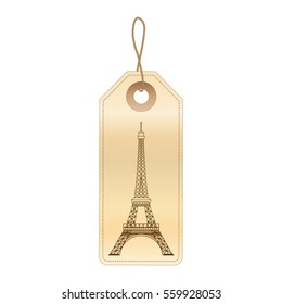 Eiffel Tower on gift tag illustration
