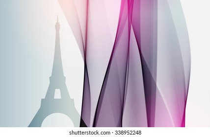 The Eiffel Tower on gray background with line, vector illustration