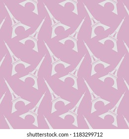 Eiffel tower on pink background. World landmark. Romantic symbol. Paris cards as symbol love and romance travel. Vector illustration.