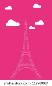 Eiffel tower on the pink background