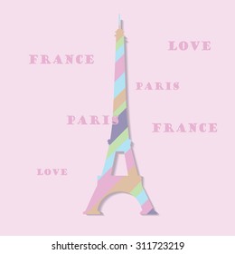 Eiffel tower on the pink background