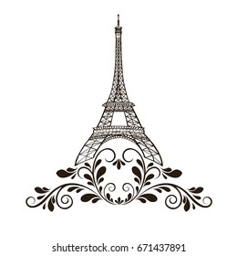 eiffel tower on the white