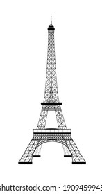 Eiffel Tower on white. Sight. Silhouette of the Eiffel Tower. Vector illustration.