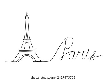 Torre Eiffel una línea de dibujo ilustración vectorial.