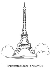 Eiffel Tower one line drawing