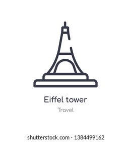 eiffel tower outline icon. isolated line vector illustration from travel collection. editable thin stroke eiffel tower icon on white background