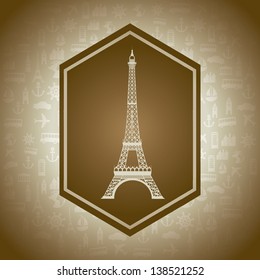 eiffel tower over brown background. vector illustration