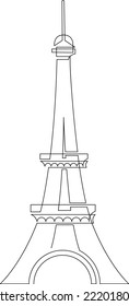 Torre Eiffel en París. Monumento arquitectónico de principios del siglo XX. Dibujo continuo de líneas. Ilustración vectorial.