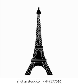 Eiffel Tower Paris in Black Color, Vector