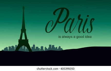 The Eiffel tower in Paris city of silhouette 