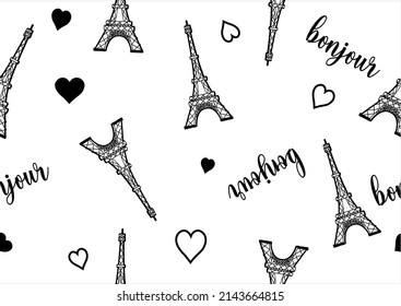 eiffel tower Paris concept with Eiffel Tower, seamless pattern texture background design for fashion graphics, textile prints, wallpapers etc