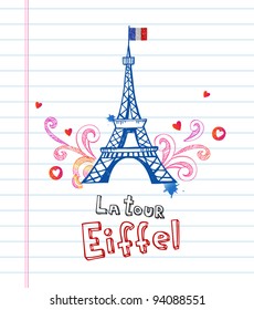 Eiffel tower in Paris, doodle style