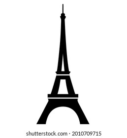 Eiffel tower in Paris, famous tourist sight, symbol and attraction in France, Europe, vector, illustration in black and white color, isolated on white background