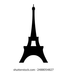 Eiffel tower in Paris, famous tourist sight, symbol and attraction in France, Europe, vector, illustration in black and white color, isolated on white background