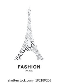 Eiffel tower paris fashion word cloud vector silhouette