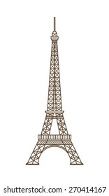 Eiffel tower in Paris. Flat style.