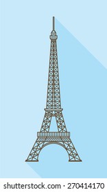 Eiffel tower in Paris. Flat style.