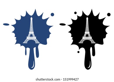 Eiffel Tower in Paris, France - black icon isolated