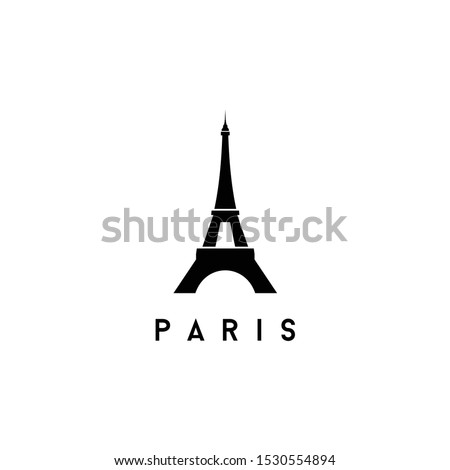 Eiffel Tower Paris france Black Silhouette logo design Vector Illustration