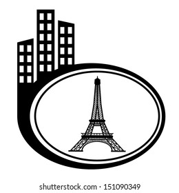 Eiffel Tower in Paris, France. City pointer
