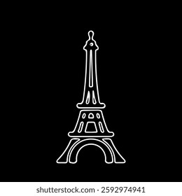 Eiffel Tower, Paris, France, Europe, landmark, travel, tourism, architecture, illustration, line art, black and white, silhouette 