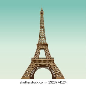 Eiffel tower in Paris, France - Famous, cultural icon with blue sky background