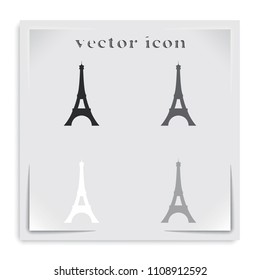 Eiffel Tower, Paris. France. Flat black and white vector illustration. Tower icon.