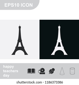 Eiffel Tower, Paris. France. Flat black and white vector illustration. Tower icon.
