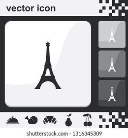 Eiffel Tower, Paris. France. Flat set of buttons vector illustration. Tower icon.
