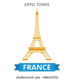 Eiffel Tower, Paris. France. Flat Vector illustration.