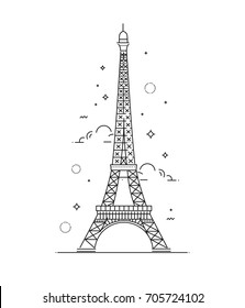 Eiffel Tower, Paris. France. Flat illustration. Tower icon.