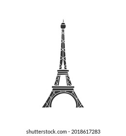 Eiffel Tower, Paris, France Icon Silhouette Illustration. Travel Monument Vector Graphic Pictogram Symbol Clip Art. Doodle Sketch Black Sign.