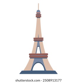 Torre Eiffel em Paris, França, ilustração, desenho à mão e refinado no Illustrator, arquivo EPS, tons de terra natural.