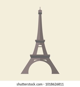 Eiffel Tower in Paris, France. Vector illustration or icon in a flat style. This is a famous architecture in the world.