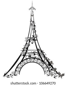 Eiffel Tower, Paris, France. Vector illustration