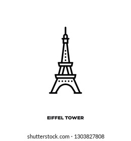 Eiffel Tower at Paris, France, vector line icon. International landmark and tourism symbol.