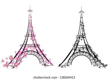Eiffel Tower, Paris, France. Vector illustration