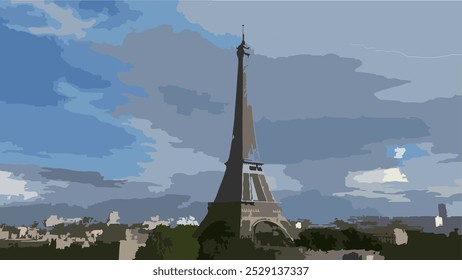 Torre Eiffel Paris França arte vetorial