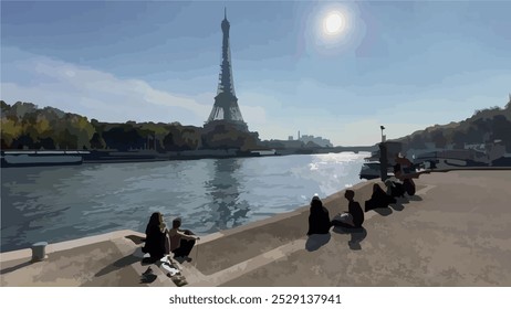 Torre Eiffel Paris França arte vetorial