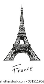 Eiffel Tower in Paris, France vector illustration isolated on white background