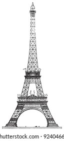 Eiffel tower in Paris (France) / vintage illustration from Meyers Konversations-Lexikon 1897