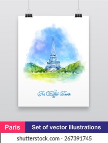 The Eiffel Tower in Paris, France. Vwctor illustration