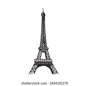 Eiffel tower in Paris. Hand drawn illustrations.