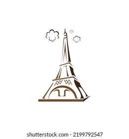 Torre Eiffel en París. Aislado sobre fondo blanco, diseño vectorial.