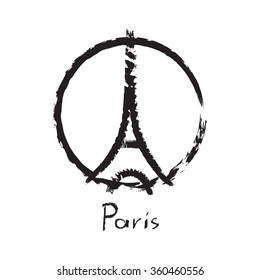 Eiffel tower in Paris. Isolated on white background with text. Vector EPS10