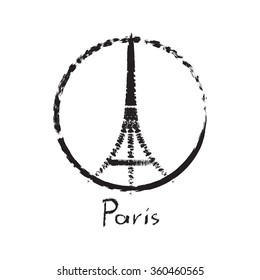 Eiffel tower in Paris. Isolated on white background with text. Vector EPS10