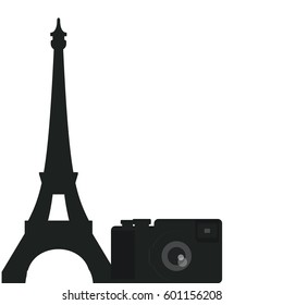 Eiffel tower in Paris. Isolated on white background.  .